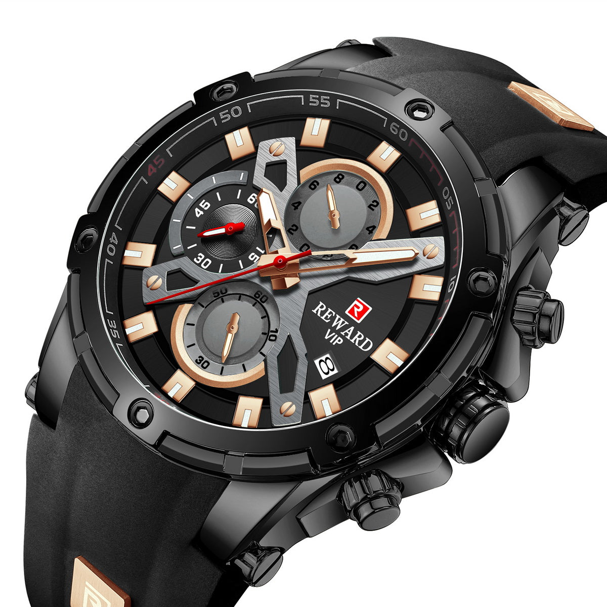 EWARD Men's Sport Silicon Bracelet Watch Chronograph