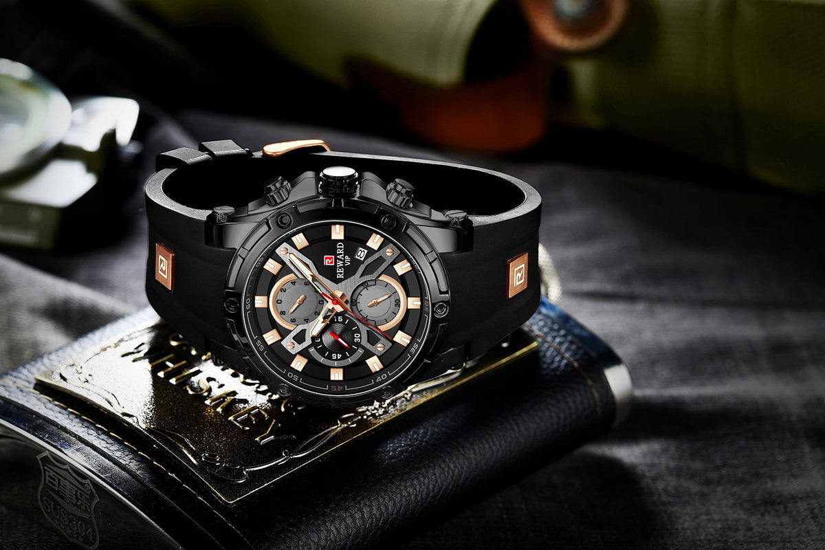 EWARD Men's Sport Silicon Bracelet Watch Chronograph