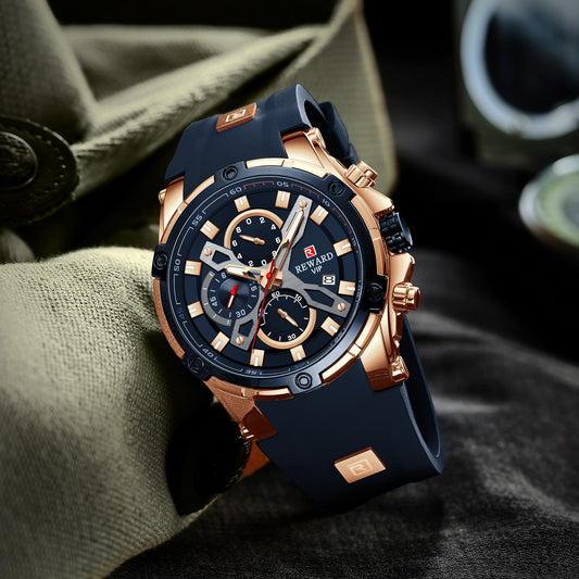 EWARD Men's Sport Silicon Bracelet Watch Chronograph