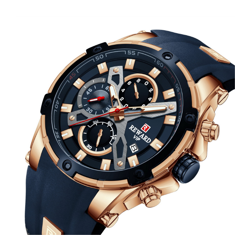 EWARD Men's Sport Silicon Bracelet Watch Chronograph