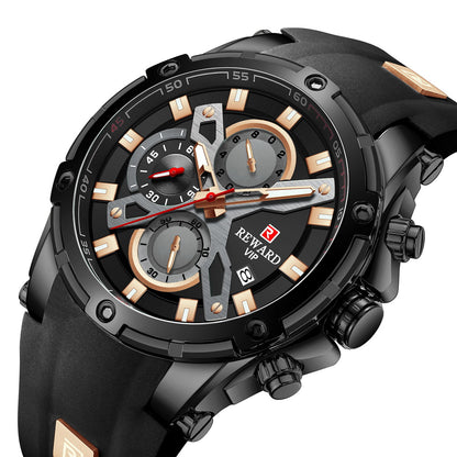 EWARD Men's Sport Silicon Bracelet Watch Chronograph