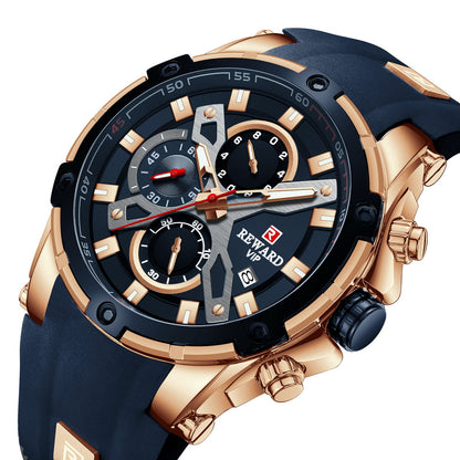 EWARD Men's Sport Silicon Bracelet Watch Chronograph